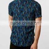 2016 Hawaiian Palm Print Short Sleeve Casual Shirt thumbnail-2