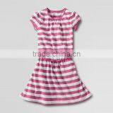 LITTLE GIRLS STRIPED TIE FRONT DROP WAIST DRESS