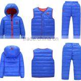 Custom Made New Design Casual Children Kids 3 Pcs Winter Clothing Sets(jacket+vest+pants) thumbnail-1