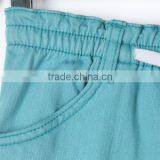 New Fashion Multi Pocket Plain Blue Solid Color Cheap Kids Elastic Bottom Jeans With Side Zipper thumbnail-6