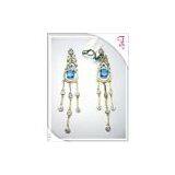 India Silver Earrings With Cubic Zirconia & Semi Precious Tones thumbnail-1