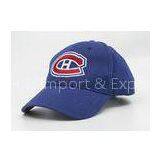 Blue Flat Embroidered Cotton Baseball Caps With Curved Brim , Velcro Strips thumbnail-1