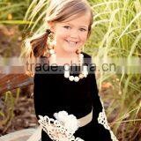 Mommy and me Maxi Dresses Lace Fabric Ladies One Piece Black Dress thumbnail-2