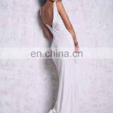 High Quality Sleeveless Back Deep v Neck Silk Maxi Dress Style thumbnail-4