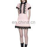 Short Pink Elegant Dress With Black Lace for Young Lady Dresses thumbnail-1