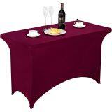 Spandex Table Cover 4ft Blue,Rectangle Stretch Fitted Table Cover or Tablecloth for 4ft Table thumbnail-2