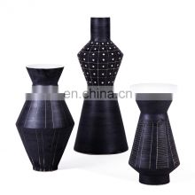 Mysterious Black Hand Made Egyptian Style Elegant Luxury Large Decorative Ceramic Vase Set for Floor Vase