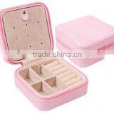 Small Pink Faux Leather Travel Jewelry Box Organizer Display Storage Case thumbnail-2