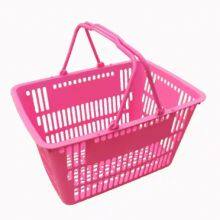 30L Supermarket Plastic Shopping Basket With Metal Handles, Wire Handles Supermarket Shopping Baskets thumbnail-4