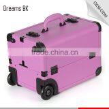 Purple Professional Rolling Trolley Makeup Case With Compartments for Nail Polishing Artist thumbnail-2