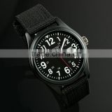 Mens Military Black Dial Fabric Strap Swiss Design Date Sport Army Watch MR051