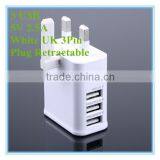 UK plug 3 ports 5v 2.5a universal non solar battery electric usb charger for iphone 4 5 6 charger