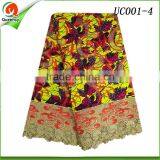 Queency African Wax Prints Fabric 6 Yards Wax Hollandais Fabric With Embroidery Design Cord Lace thumbnail-1