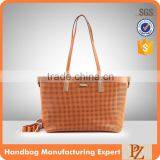 10778 Whole sale Brown color PU high quality lady shopping tote bag Bolso in 2016