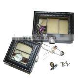 Luxury PU Leather Seeing-through Top Wooden Watch Boxes With 2- 3 Slots thumbnail-4