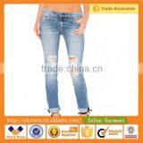 Guangdong Manufacturer Wholesale Price Ripped Skinny Women Denim Jeans thumbnail-1