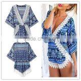 Wholesale Sexy Design Lace Trim Latest Design Beach Tunic thumbnail-1