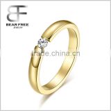 Stainless Steel Gold Tone Ladies Charm Wedding Band Promise Ring 3mm