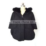 new high quality luxury women leather faux fur jacket colman