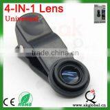 Universal 4 in 1 Clip Mobile Phone Lens Wide Angle+Macro+Fisheye+CPL Polarized Lens