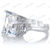 Fashion Alette's Emerald Cut White Gold CZ Engagement Ring thumbnail-2