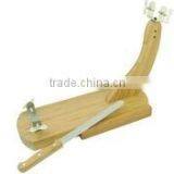 Bamboo Ham Holder With Knife