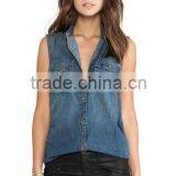 New Designer Sleeveless Denim Women Vest JXF032 thumbnail-4