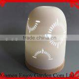 Antique Decorative Ceramic Candle Holder With Wood Base