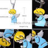 Sweet Heart Small Angel Prayer Necklaces Double Colors Couple Necklace Choker For Lovers thumbnail-6