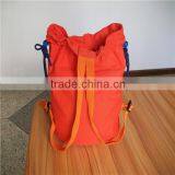 trendy young style canvas drawstring backpack with special China knot strings and locks