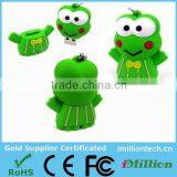 Lovely Cute Frog Cartoon Character Usb Flash Drive / Promotional Gift PVC Usb Flash Drive Customized Pvc Usb