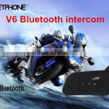 Wholesale! V6 Wireless Hands free Walkie Talkie Bluetooth Motorcycle Helmets for 1200 meters 6 riders talking