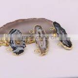 Natural Slice Agate Druzy Pendant, With Double Bails Gold Plated Edged Geode Quartz Gem Stone Pendant thumbnail-2