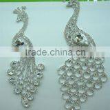 Top Sell Silver Beaded Rhinestone Trim Applique For Wedding Dress
