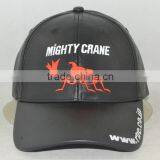 Professional Custom 6 Panel /embroidered Logo/leather/black Baseball Cap