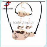 No.1 Yiwu & Ningbo Exporting Commission Agent Wanted Leather Chain New Design Necklace and Bracelet Set With Earrings thumbnail-3