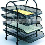 4 Tiers Smoked Pull Metal Mesh Desktop File Organizers,Paper Tray thumbnail-2