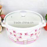 9" Ceramic Round Cookware Suitable for Microwave With Glass Lid thumbnail-2