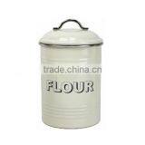 Hot Sale Colorful Round Metal Bread Flour Cookies Storage Bin Kitchen Flour Canister thumbnail-2