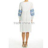 Long Sleeve Embroidery Boho Midi Dress Summer thumbnail-5