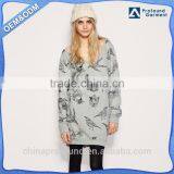 Fashion Longline Sweatshirt V Neck Design Ladies Winter Dress Allover Print New Ladies Fashion Dress 2017 Design thumbnail-1