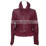 Rivert Red PU Jacket,faux Leather Wear for Lady thumbnail-1