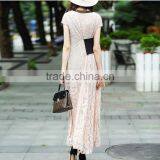 Maxnegio Fashion Lace Patchwork Maxi Short Sleeve Lace Casual Dress thumbnail-4