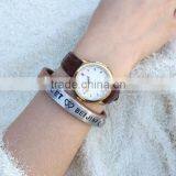 Custom Lover's Genuine Leather Anniversary Bracelets With Words Engraved thumbnail-4