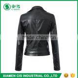 Morden Style Cheap Price Ladies Fancy Slim Fit Black Leather Jacket thumbnail-2