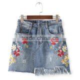 Runwaylover 131 Ladies 2017 Fashion High Waist Embroidery Denim Skirt thumbnail-4