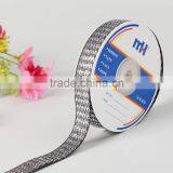 5/8 Inch Satin Ribbon Silver Chevron Design Satin Ribbon thumbnail-3