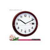 Round Wooden Wall Clock With Calendar Function thumbnail-1