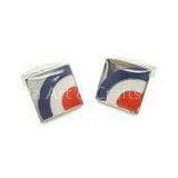 Man ' s White Stainless Steel Multicolor Quadrate Cufflinks 304# thumbnail-1