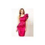 Satin One Should Frills Mini Evening Dress, Red  For Party, Dating